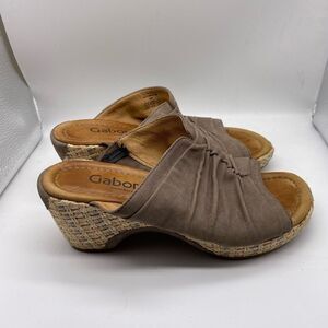 Gabor Suede Basketweave Midsole Mules Size 5.5
